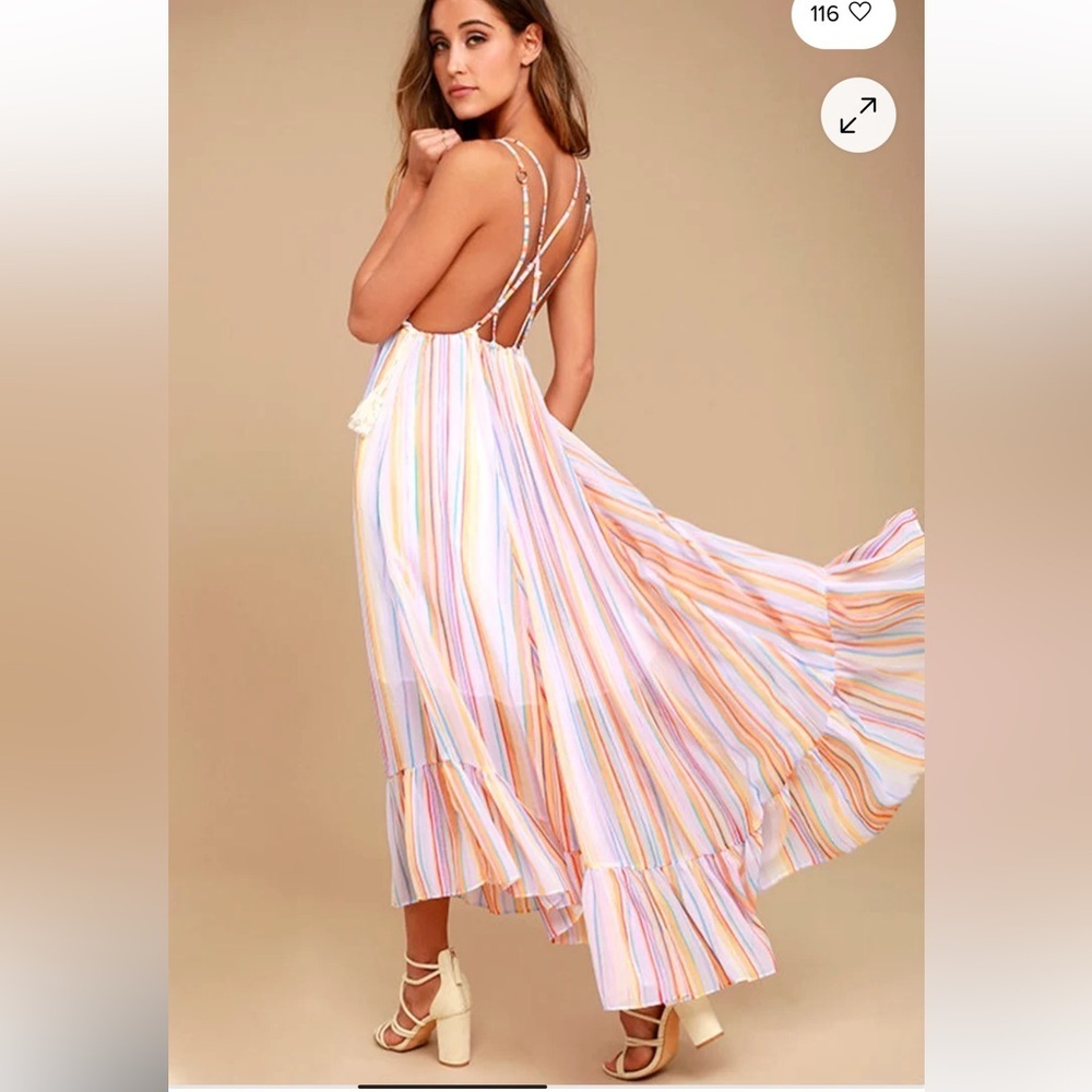 Free People babydoll these days Pastel lavender Striped Maxi Dress whimsical